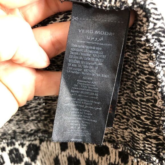 VERO MODA Black‎ Tan Design Knit Open Cardigan Sz M - Picture 6 of 6